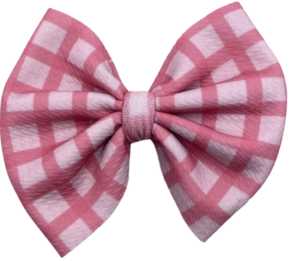 Pink Gingham Fabric Bow (Multiple Options)