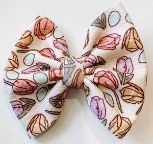Flowers & Easter Eggs Fabric Bow (Multiple Options)